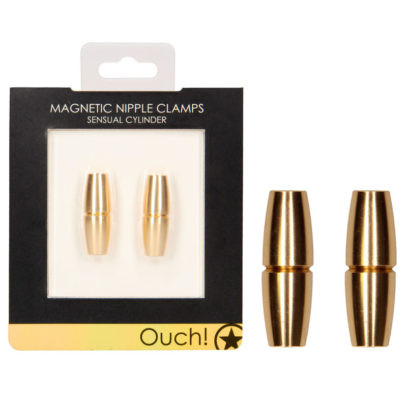 OUCH! Magnetic Nipple Clamps Sensual Cylinder - Gold